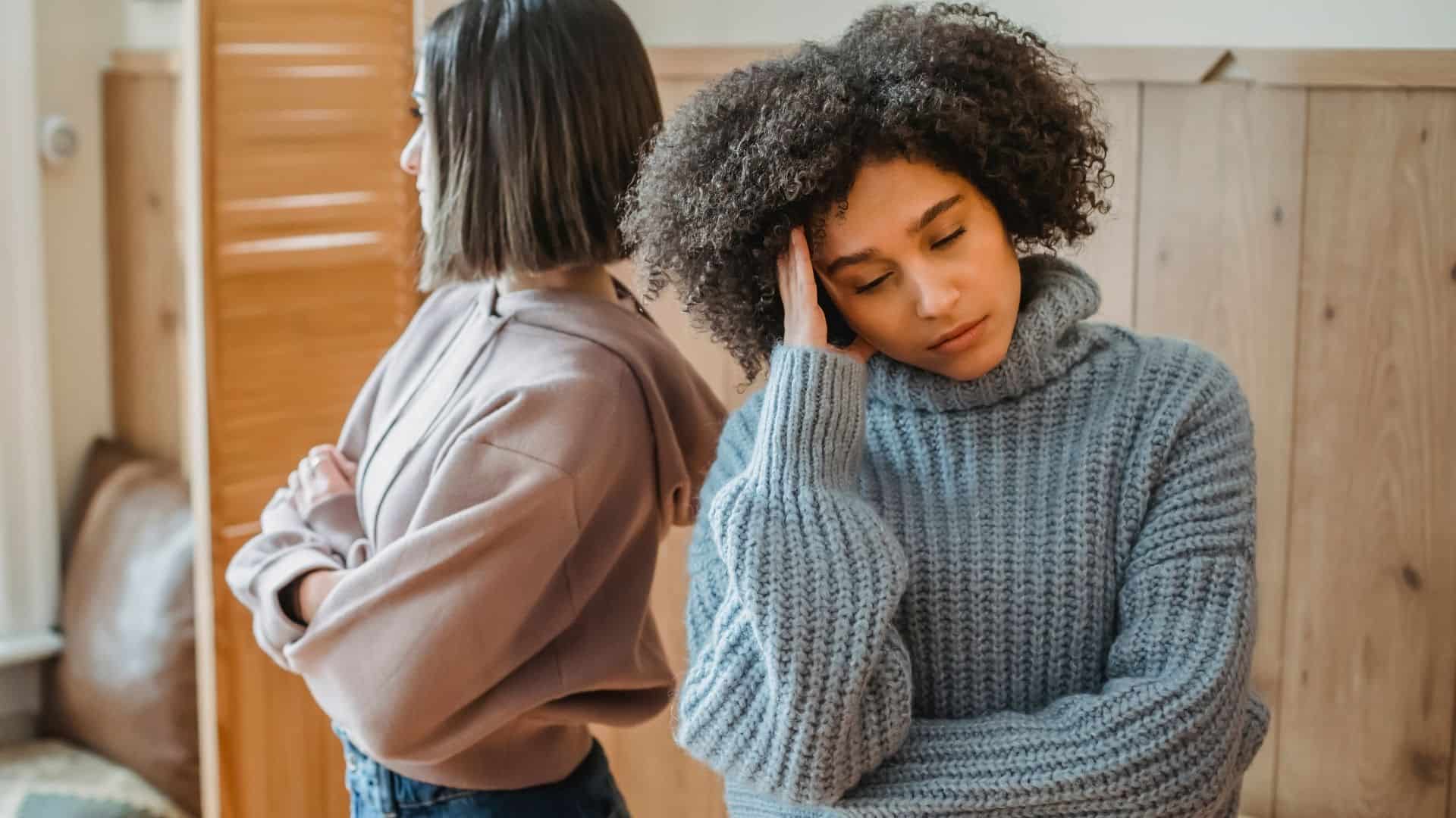 Two young women looking frustrated